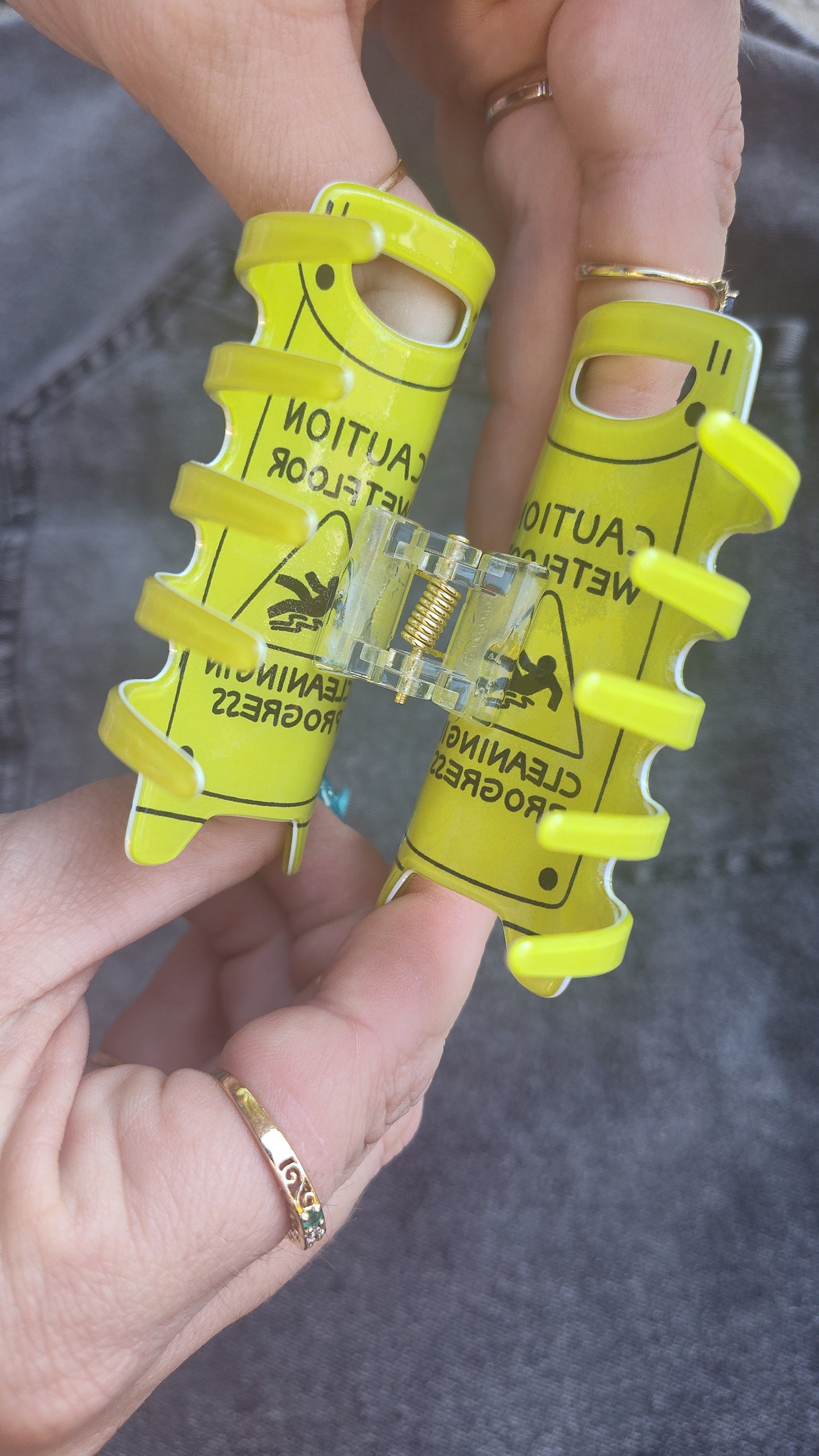 Unique caution wet floor hairclips