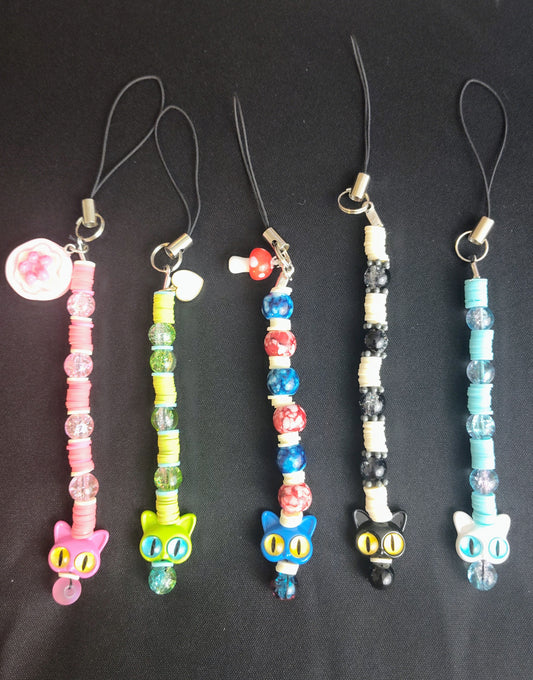 Whimsical Beaded Cat Phone and Accessory Charms